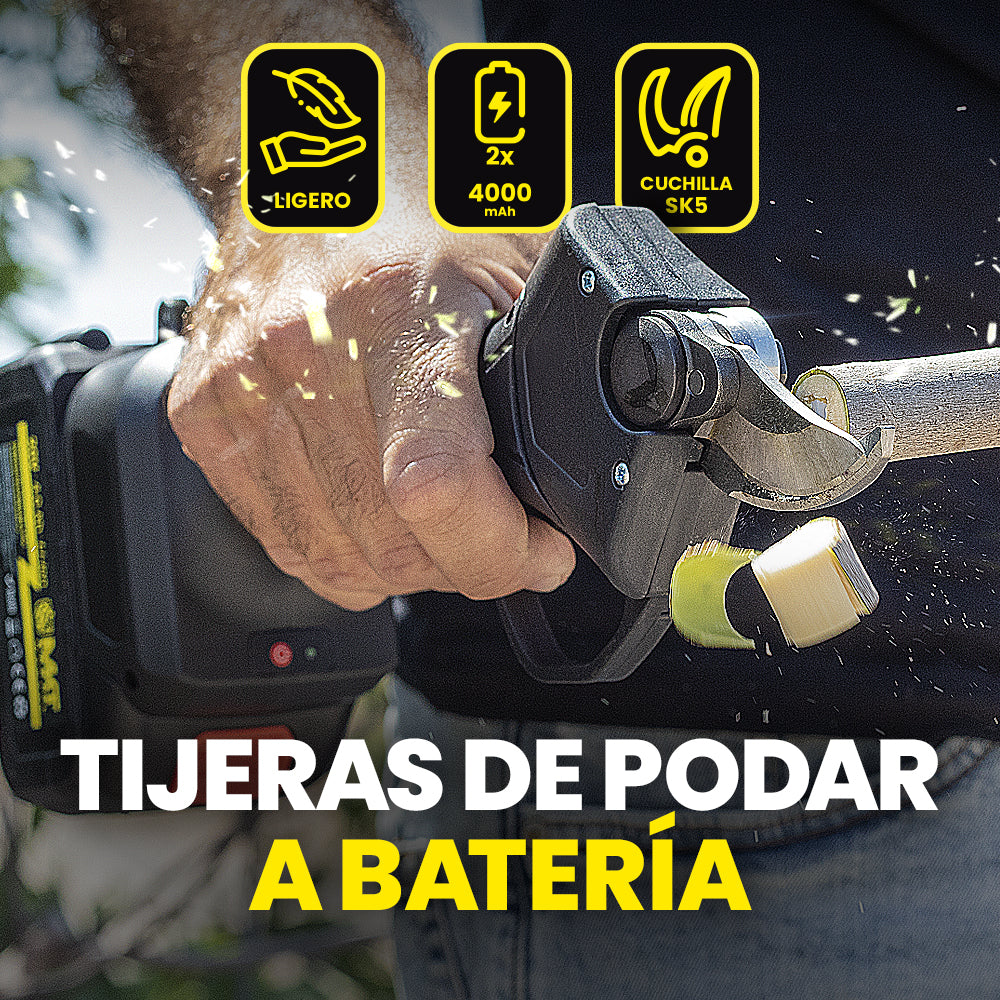 PACK JARDIN - Desbrozadora, Motosierra, Tijeras, Soplador con Baterías Incluidas
