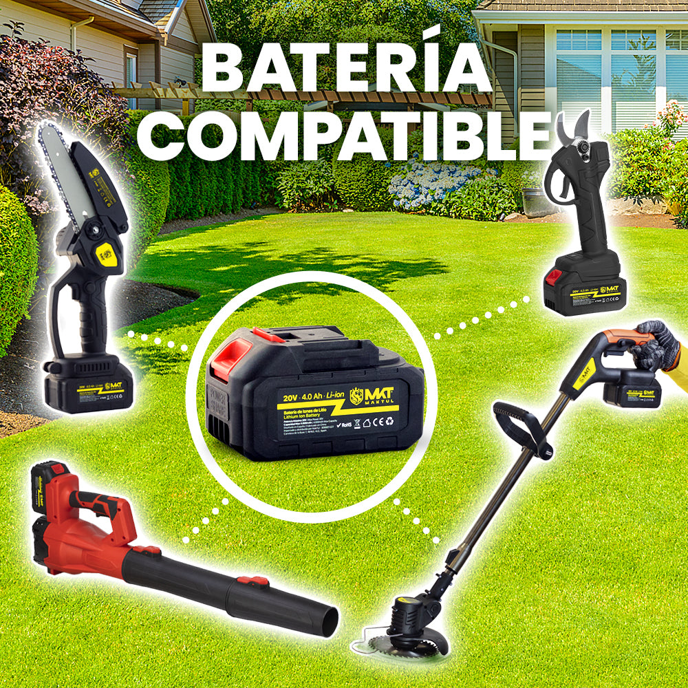 PACK JARDIN - Desbrozadora, Motosierra, Tijeras, Soplador con Baterías Incluidas